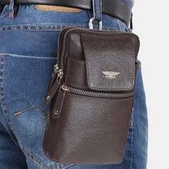 Genuine Leather Coffee Brown Small Messenger\Waist bag