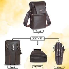 Genuine Leather Coffee Brown Small Messenger\Waist bag