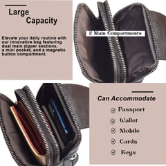 Genuine Leather Coffee Brown Small Messenger\Waist bag