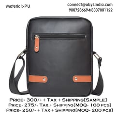 Black PU Messenger Bag