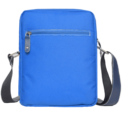 Blue Canvas & PU Messenger Bag