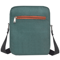 Green Canvas & Tan PU Messenger Bag