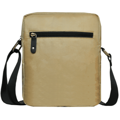 Grey Canvas & Black PU Messenger Bag