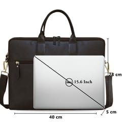 Upto 15.6 Inch Genuine Leather Coffee Laptop Bag