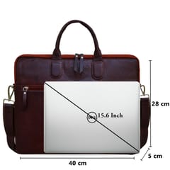 Upto 15.6 Inch Genuine Leather Brown Laptop Bag