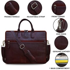 Upto 15.6 Inch Genuine Leather Brown Laptop Bag