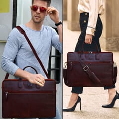 Upto 15.6 Inch Genuine Leather Brown Laptop Bag