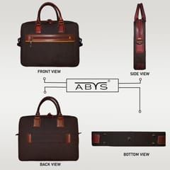 Upto 14 Inch Canvas & Genuine Leather Coffee Laptop Bag