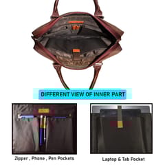 Upto 14 Inch Canvas & Genuine Leather Coffee Laptop Bag