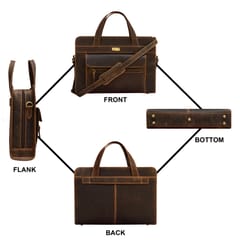 Premium Hunter Leather 14 Inch Laptop Bag
