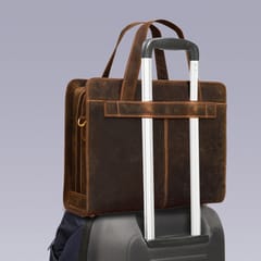 Premium Hunter Leather 14 Inch Laptop Bag