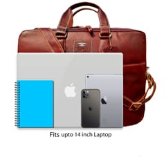 Genuine Leather 14 Inch Dark Brown Laptop Bag