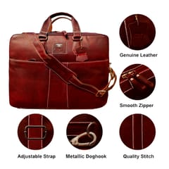 Genuine Leather 14 Inch Dark Brown Laptop Bag