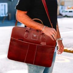 Genuine Leather 14 Inch Dark Brown Laptop Bag