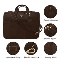 Genuine Leather 14 Inch Coffee Brown Laptop Bag