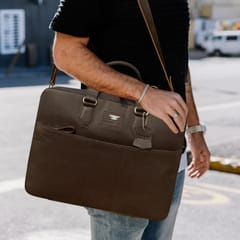 Genuine Leather 14 Inch Coffee Brown Laptop Bag