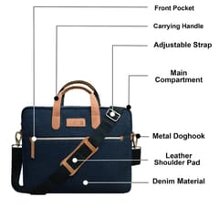Denim & Leather 14 Inch Blue Laptop Bag