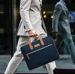 Denim & Leather 14 Inch Blue Laptop Bag