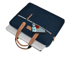 Denim & Leather 14 Inch Blue Laptop Bag