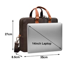Genuine Leather 14 Inch Cofee & Tan Laptop Bag