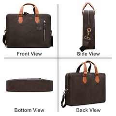 Genuine Leather 14 Inch Cofee & Tan Laptop Bag