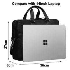 Genuine Leather 14 Inch Black Laptop Bag