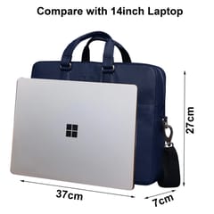 Genuine Leather 14 Inch Blue Laptop Bag