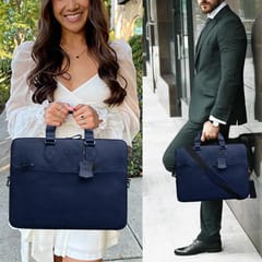 Genuine Leather 14 Inch Blue Laptop Bag