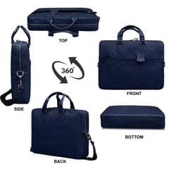 Genuine Leather 14 Inch Blue Laptop Bag