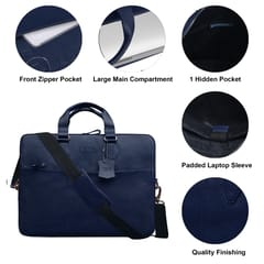 Genuine Leather 14 Inch Blue Laptop Bag