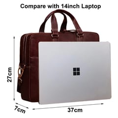 Genuine Leather 14 Inch Dark Brown Laptop Bag