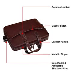 Genuine Leather 14 Inch Dark Brown Laptop Bag