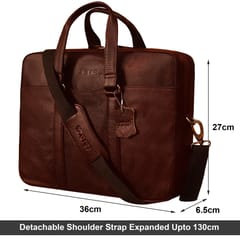 Genuine Leather 14 Inch Dark Brown Laptop Bag