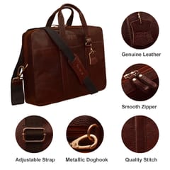 Genuine Leather 14 Inch Dark Brown Laptop Bag