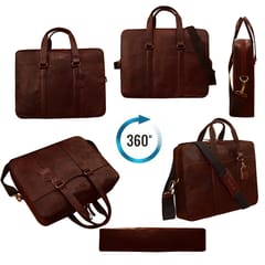 Genuine Leather 14 Inch Dark Brown Laptop Bag
