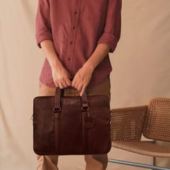 Genuine Leather 14 Inch Dark Brown Laptop Bag