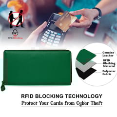 Genuine Leather Green Ladies Wallet